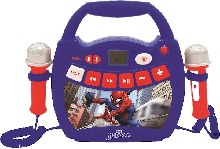 Actual product image Lexibook MP320SPZ Spider-Man Portable Digital Karaoke Player for Kids Microphones, Light Effects