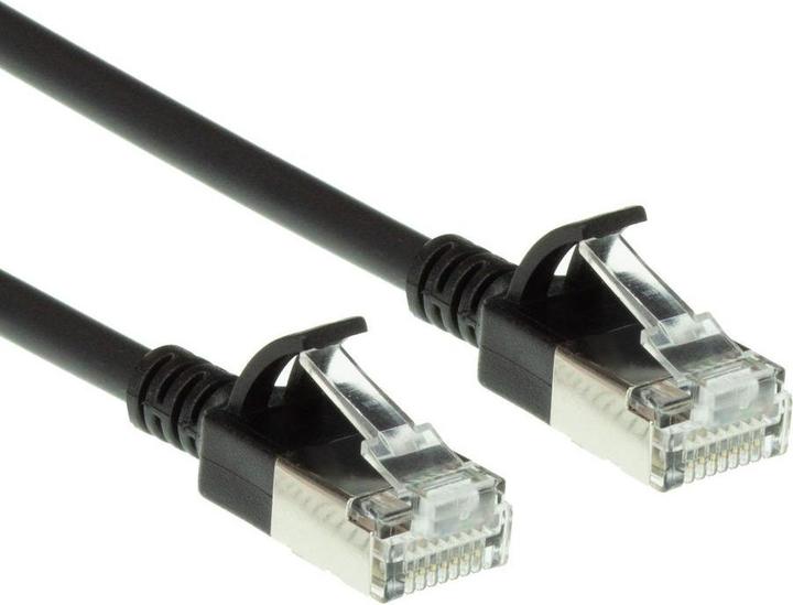 Actual product image ACT Black 3 meter LSZH U/FTP CAT6A datacenter slimline patch cable snagless with RJ45 connectors (U/FTP, CAT6a, 3 m)