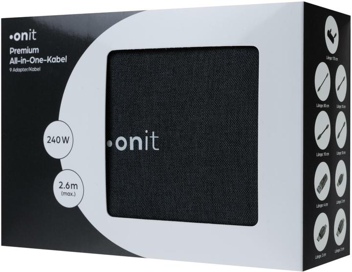Produktbild Onit USB-Kabel All-in-One Premium 240 W, 2.6 m (2.60 m, USB 3.2 Gen 2, 240 W)