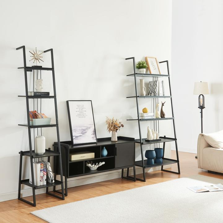 Actual product image En.Casa Storfjord 3-piece furniture set 2x ladder shelf, 1x TV cabinet