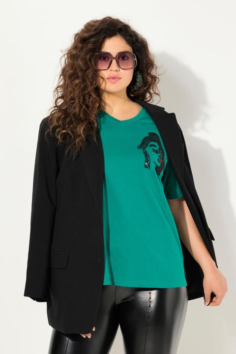 Produktbild Ulla Popken T-Shirt, Stickerei, Classic, V-Ausschnitt, Halbarm (42, 44)
