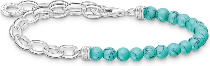 Immagine prodotto Thomas Sabo Bracciale Charm con perline turchesi e maglie a catena in argento (17 cm, Argento 925)