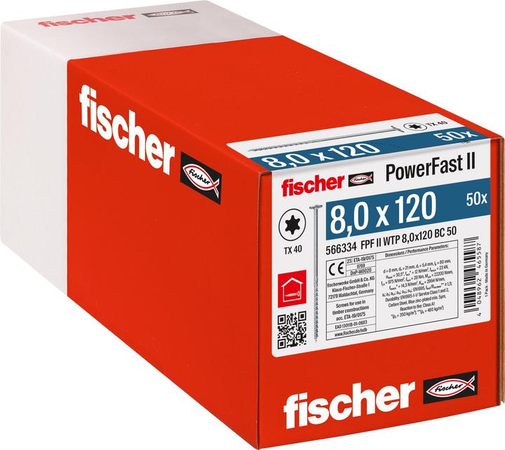 Actual product image Fischer PowerFast II 8.0x120 TK TG TX blvz 50 (8 x 120 mm)