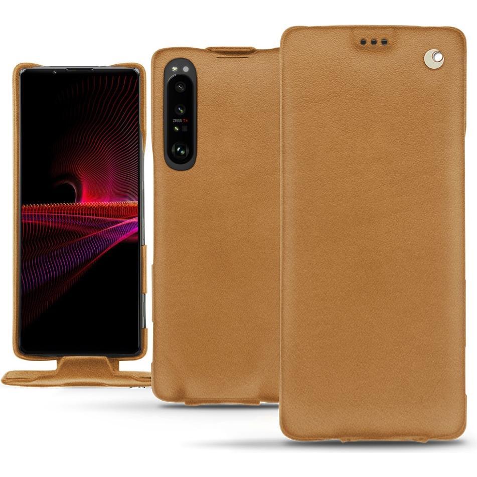 Noreve Lederschutzhülle vertikal (Sony Xperia 1 III), Smartphone Hülle, Braun
