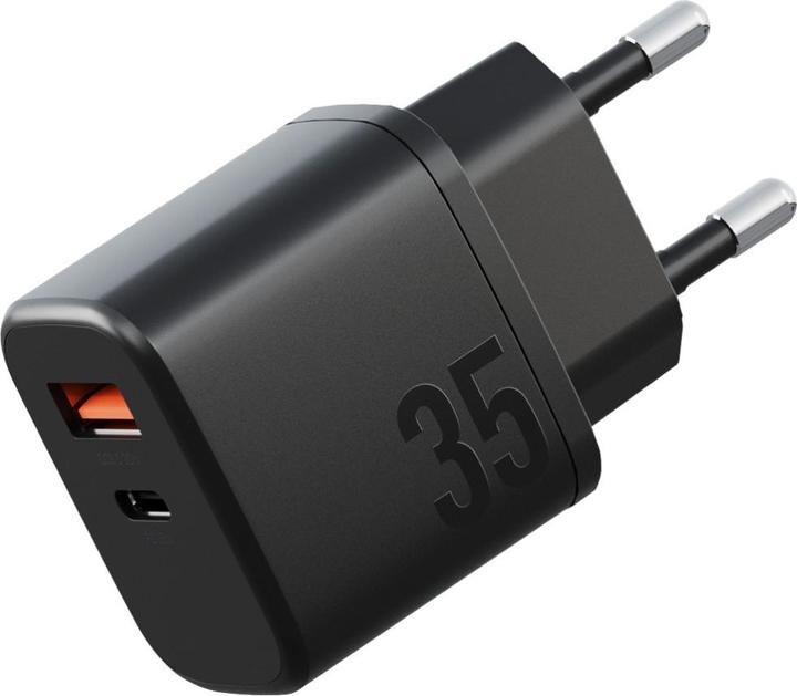 Actual product image Energea Wall Charger Bazic Goport Velox Kit 1xUSB-C 1xUSB-A GaN 35W with cable black (35 W, 2 ports)
