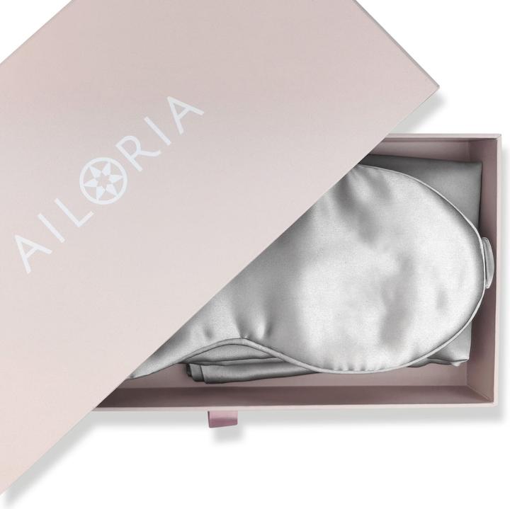 Image du produit Ailoria BEAUTY SLEEP SET Oreiller à fermeture éclair en soie (40x80) (blanc) avec masque pour les yeux (Taie d'oreiller, 40 x 80 cm)