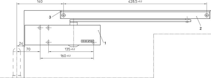 Produktbild Geze Türschliesser TS 3000 V, Grösse EN 1-4, mit Gleitschiene, ohne Feststellung, weiss