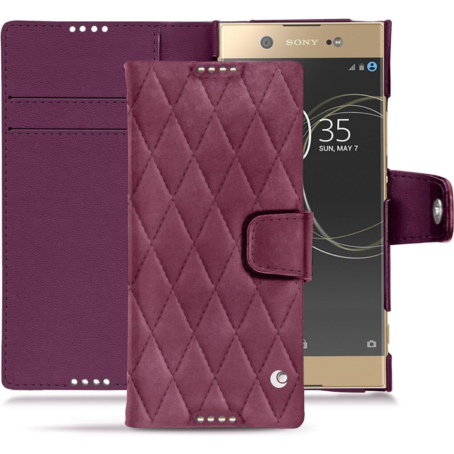 Noreve Lederschutzhülle Wallet (Sony Xperia XA1 Ultra), Smartphone Hülle, Violett
