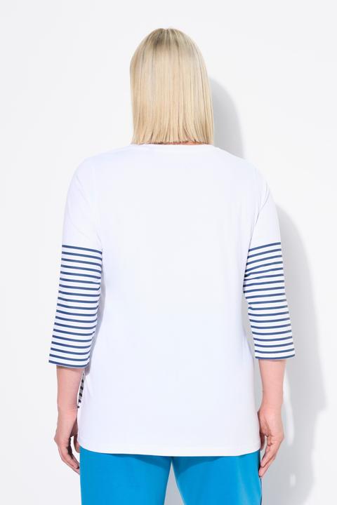 Produktbild Ulla Popken Shirt, Ringel, Papierboot, U-Boot-Ausschnitt, 3/4-Arm (50, 52)