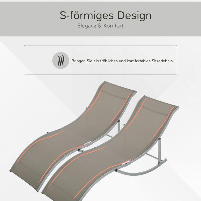 Produktbild Swisshandel24 2er Set Sonnenliege Gartenliegen Stoffliege Relaxliege ergonomisch Aluminium Texteline Hellgrau 165 (165 cm)