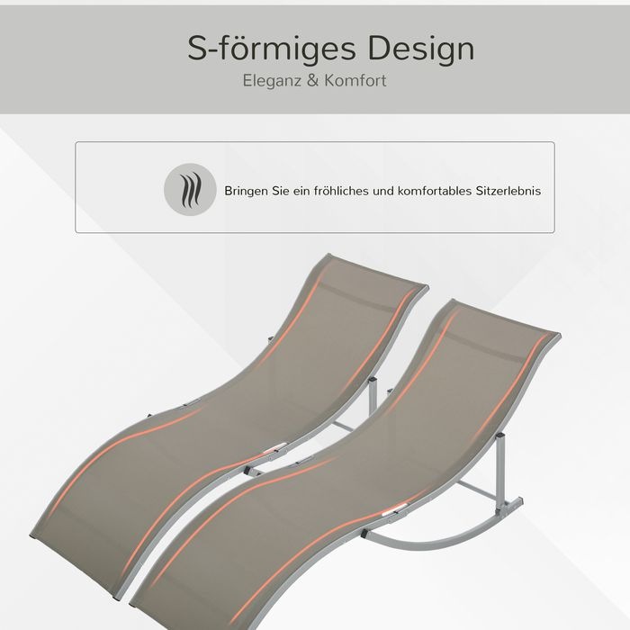 Actual product image Swisshandel24 Set of 2 sun loungers Garden loungers Fabric lounger Relax lounger ergonomic Aluminium Texteline (165 cm)