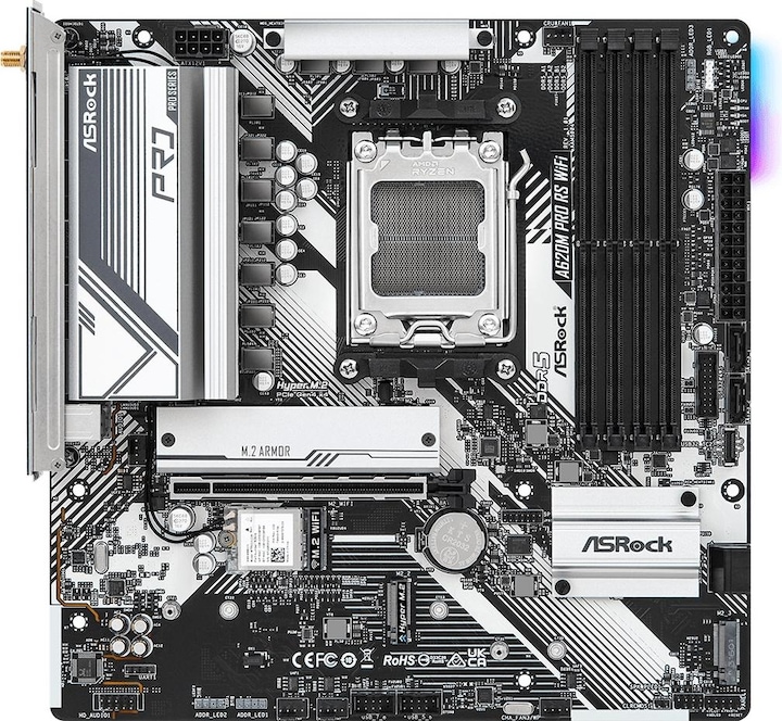 Image du produit AsRock MB AMD AM5 A620M PRO RS WiFi (AM5, AMD A620, mATX)