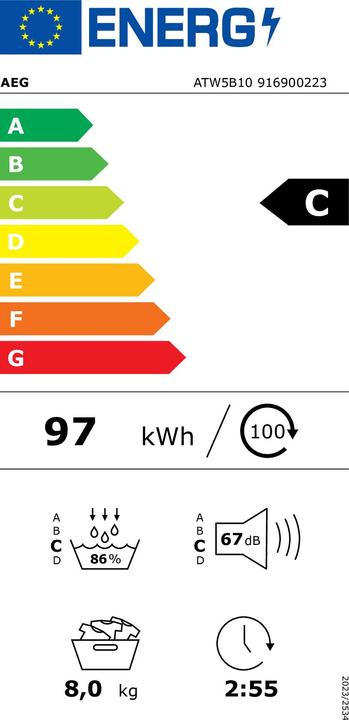 Energie-Label AEG by Electrolux Wäschetrockner ATW5B10 Links/Wechselbar, Einsatzort (8 kg, Links, Wechselbar)
