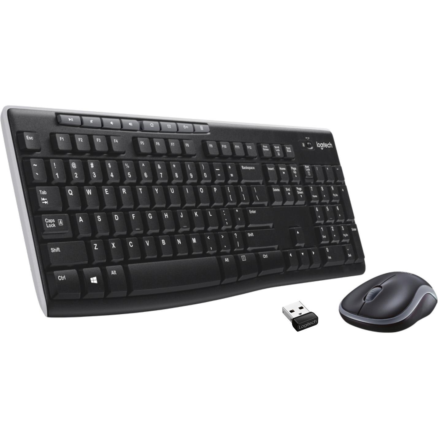 Logitech Mk270 (Eng. Int., Kabellos), Tastatur, Schwarz