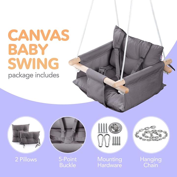 Produktbild Cateam Canvas Babyschaukel, Dunkelgrau