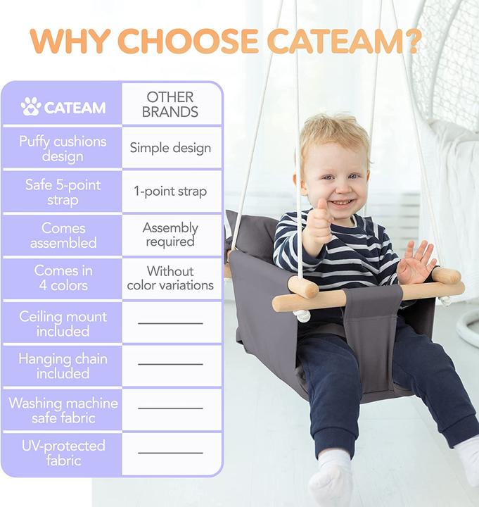 Produktbild Cateam Canvas Babyschaukel, Dunkelgrau