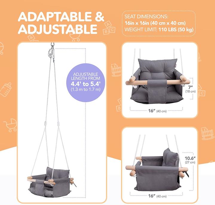 Produktbild Cateam Canvas Babyschaukel, Dunkelgrau