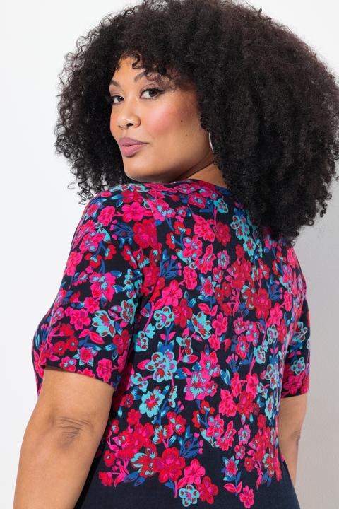 Actual product image Ulla Popken Floral Placement Print A-Line Knit Tunic (62)