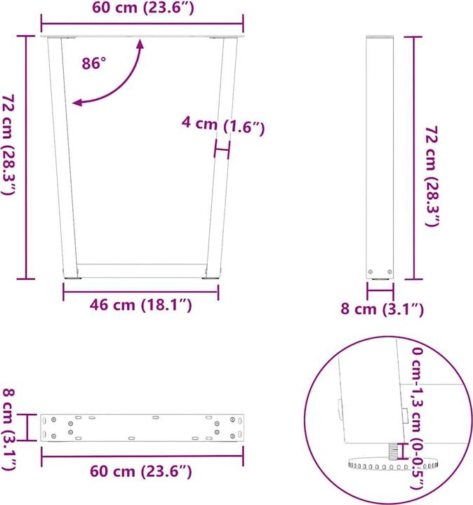 Immagine prodotto vidaXL Madlene (50 x 31 x 60 cm)