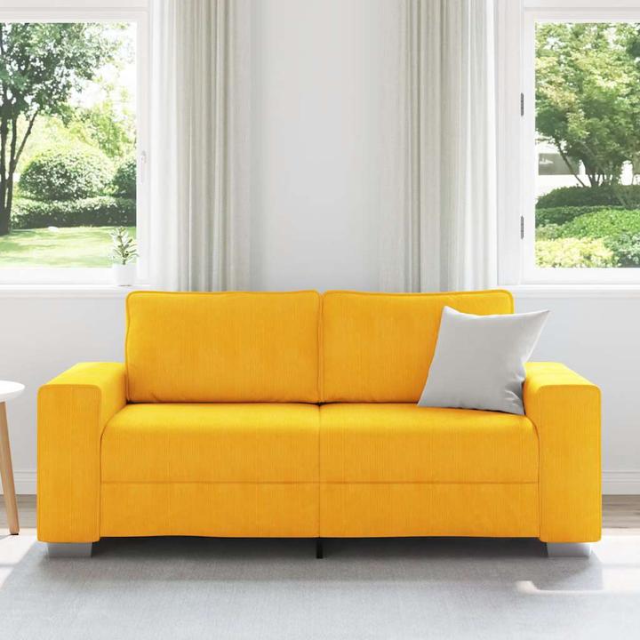 Actual product image VidaXL Two-seater sofa light yellow 140 cm corduroy fabric (2 person sofa)