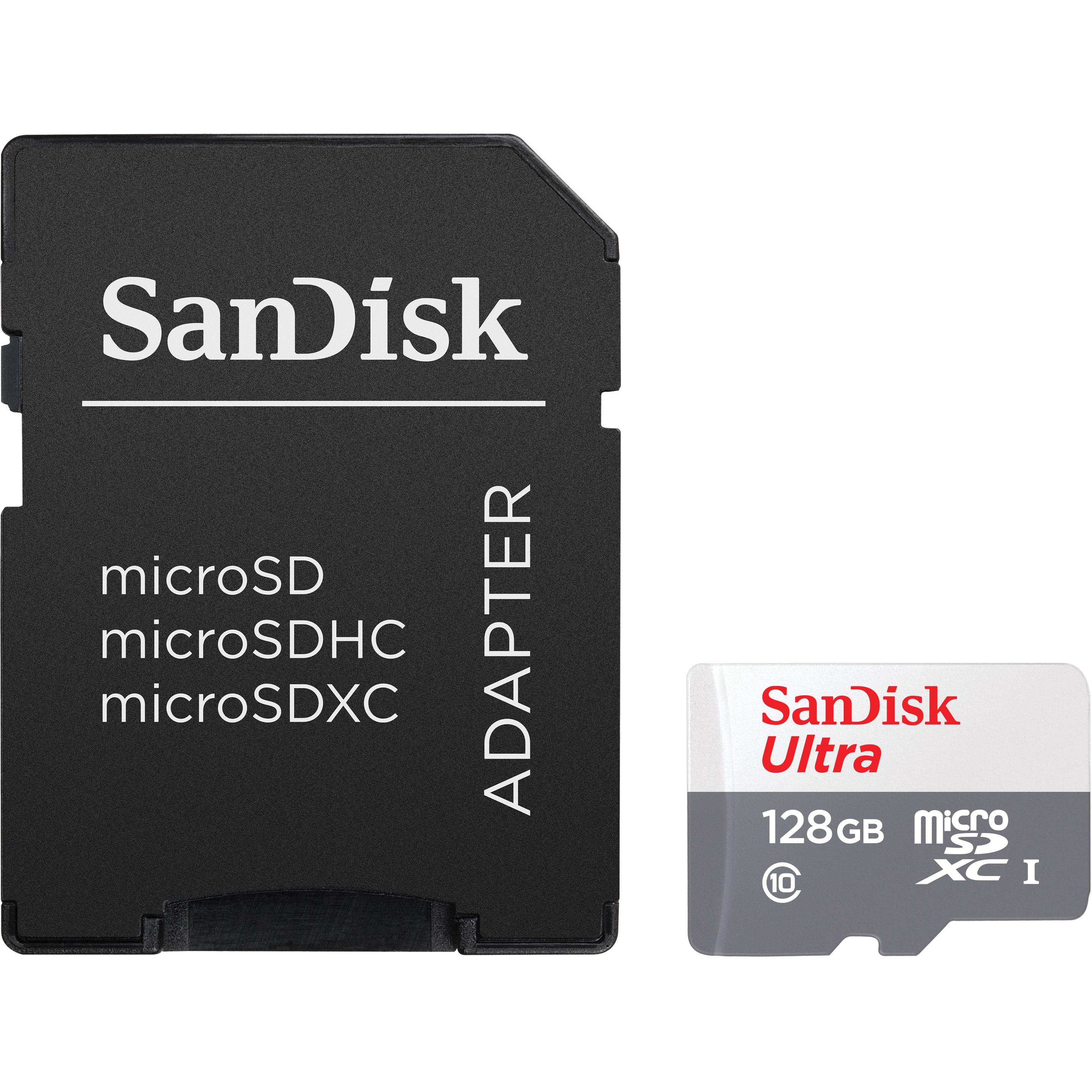 Thumbnail - SanDisk Ultra Lite microSDXC Ad. 128GB 100MB/s (128 GB, microSDXC, U1, UHS-I), Speicherkarte, Grau, Weiss