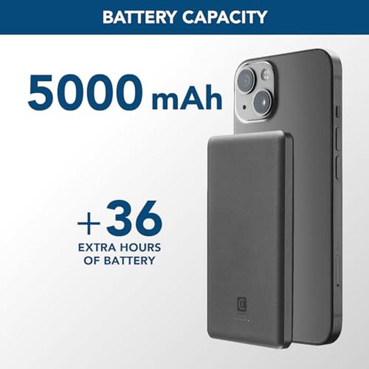 Actual product image Cellularline Cellular Line Power Bank 5000mAh MagSafe Grey (5000 mAh, 20 W, 18.50 Wh)