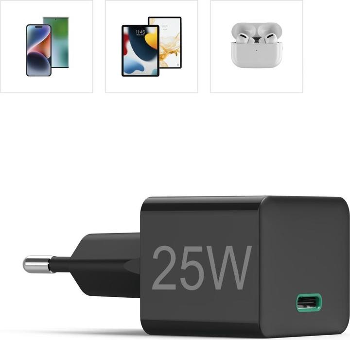 Image du produit Hama Mini-chargeur, Power Delivery (PD)/Qualcomm®, 25 watts, noir (25 W, 1 portion)