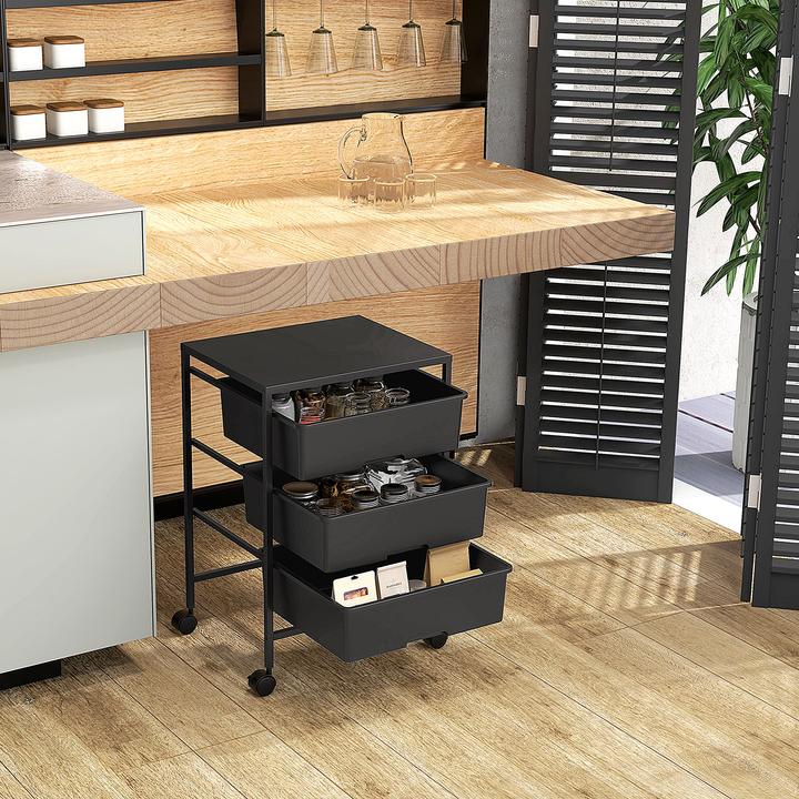 Image du produit Homcom Rollwagen Stahl, Kunststoff Schwarz