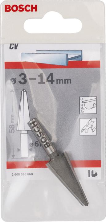 Produktbild Bosch Professional Zubehör Blechschälbohrer Chrom-Vanadium, zylindrisch, 3 - 14 mm, 58 mm, 6 mm (6 mm)