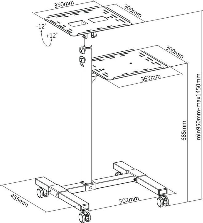 Image du produit Techly Uchwyt do projektorów Wózek Stolik Prezentacyjny do Projektora i Notebooka Mobilny