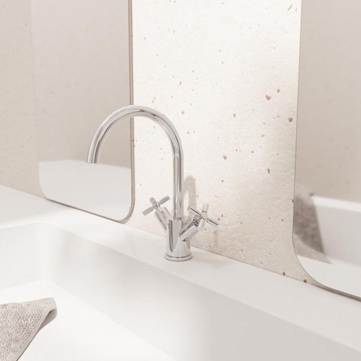 Actual product image Steinberg 250 series basin mixer, swivel, two-handle, with drain set, projection 155mm, 2501500