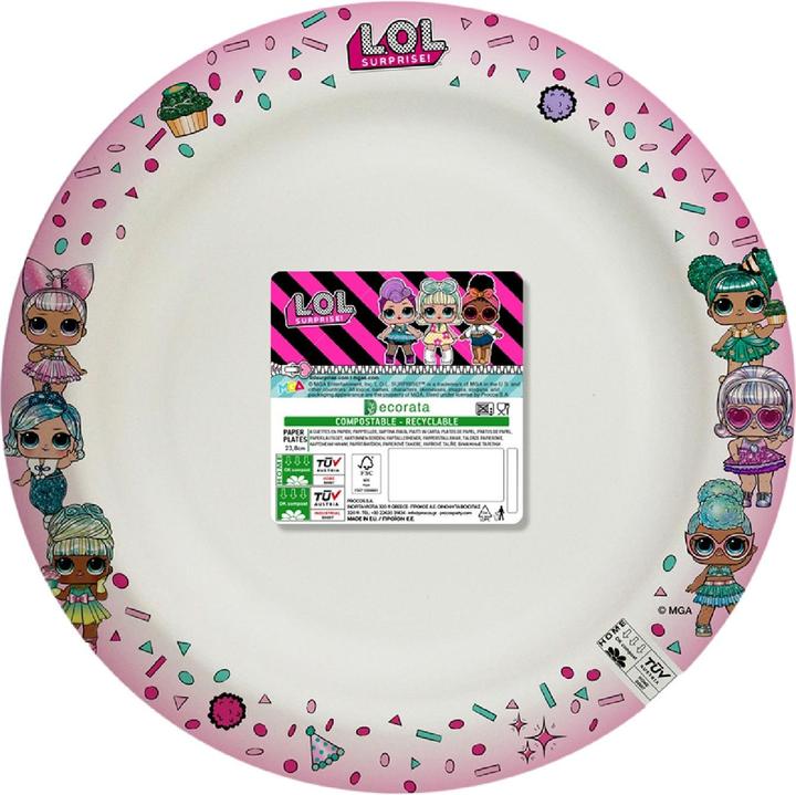 Produktbild Magni Procos 92649 - Teller LOL Glitterati, Durchmesser 24 cm, FSC® Mix, kompostierbar, 8 Stück, Einwegtel (8 x)