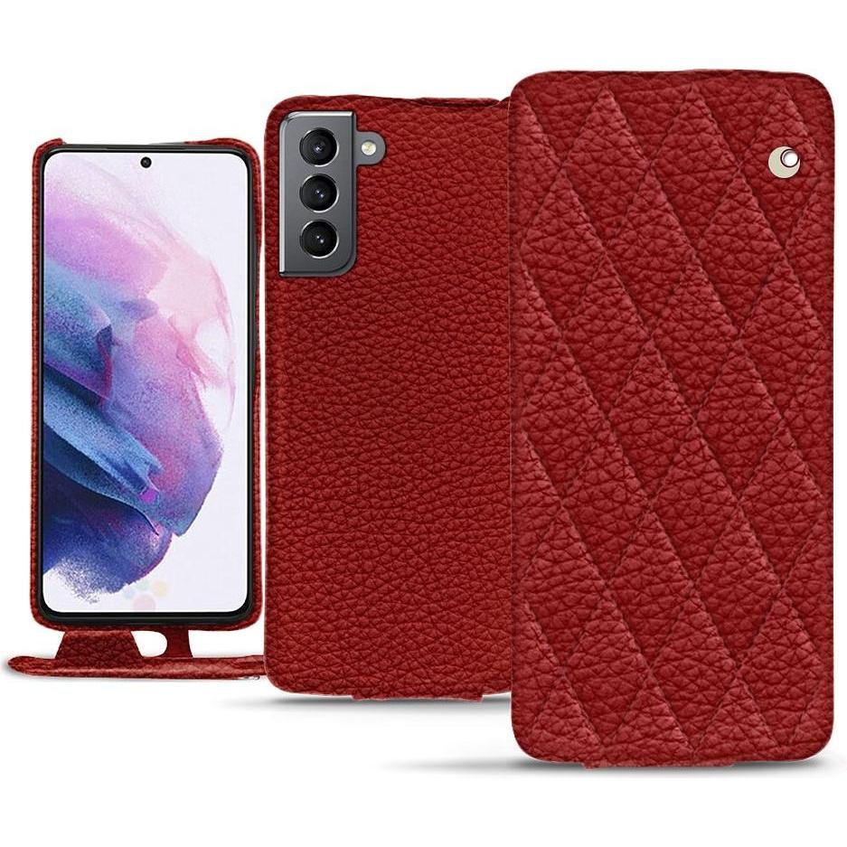 Noreve Lederschutzhülle vertikal (Samsung Galaxy S21), Smartphone Hülle, Rot
