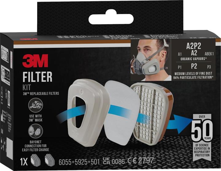 Immagine prodotto 3M Filtro di ricambio per respiratore semimaschera 6002C (A2P2, 2 x)