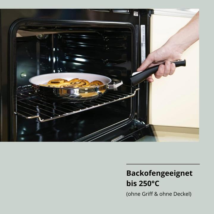 Image du produit Genius Keramische Pannenset mit Antiaanbaklaag, abnehmbarem Griff und Glasdeckel für alle Herdarten (Poêle à frire, Set de poêles + casseroles, Acier inoxydable, 20 x 5.50 cm)