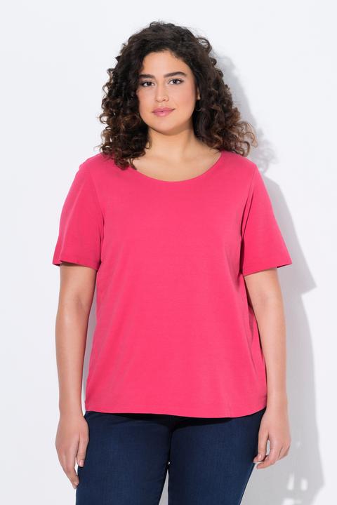 Actual product image Ulla Popken Double Layer Rounded V-Neck Slim Fit Tee (62)