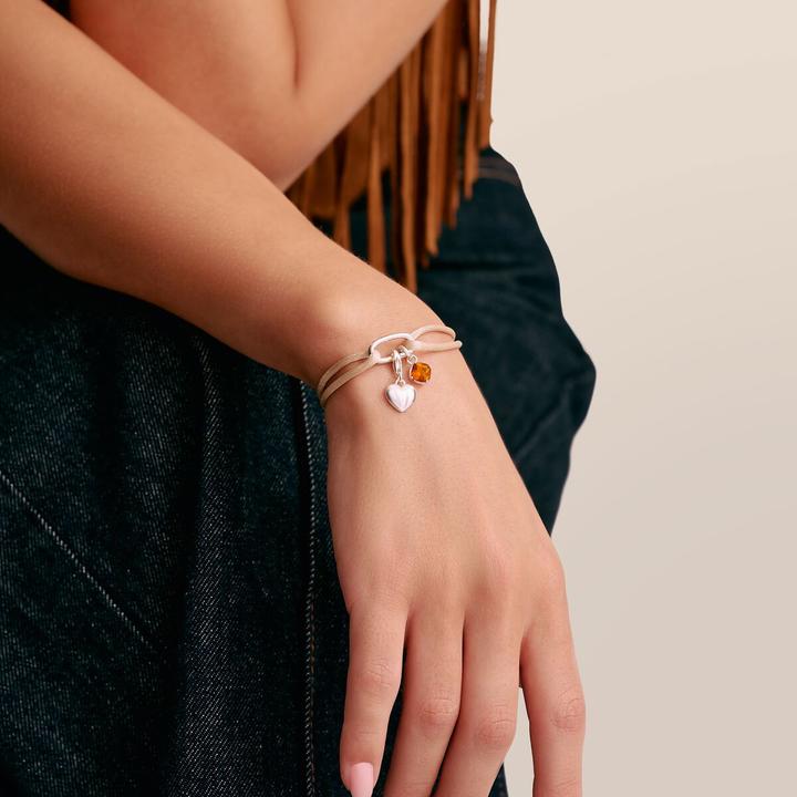 Produktbild Thomas Sabo Textilarmband beige Connect Silber (22 cm, Polyester, Silber)