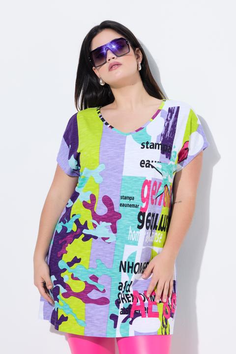 Image du produit Angel of Style T-shirt oversized long à imprimé all-over et col V (52)