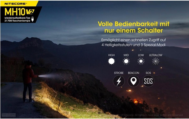 Produktbild Nitecore MH10 V2 - 1200 Lumen (14.70 cm, 1200 lm)