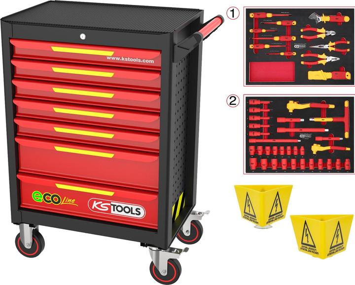 Actual product image KS Tools ECOline workshop trolley with 42 insulated tools for hybrid and electric vehicles ( 11 (44 x)