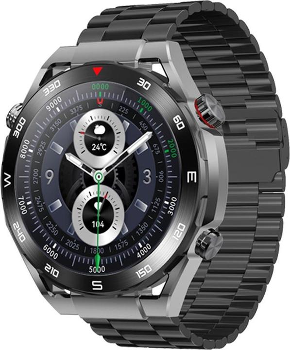 Gino Rossi Veltori VT100-1 Smartwatch + schwarzes Silikonarmband + schwarzes Öko-Leder