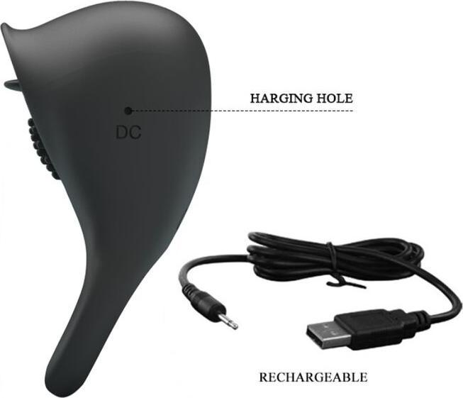 Actual product image Pretty Love Vibrating Cock Ring With Black Tongue (9.80 cm)