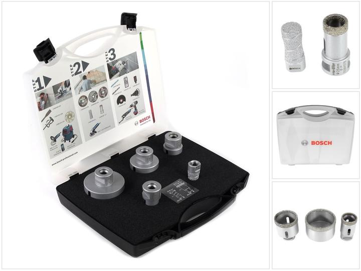 Produktbild Bosch Professional Zubehör PRO Ceramic dry X-Lock Bohrkronen-Set, 68 x 33, 51 x 33, 35 x 33, 25 x 33, 20 x 33 mm, 5-tlg. (25 mm, 35 mm)