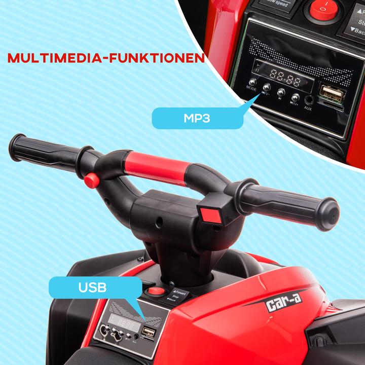 Image du produit Homcom Elektro-Quad Kunststoff, Metall Schwarz+Rot (12 V)