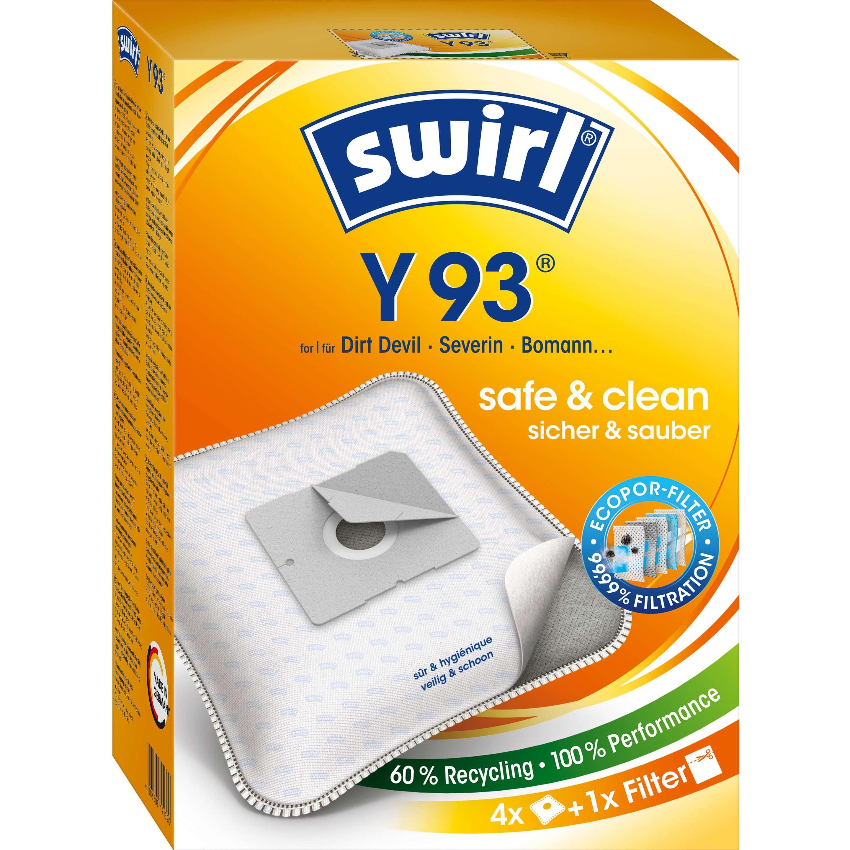 3x Swirl Y93/4 MP Plus Ds-Filter, Staubsaugerbeutel
