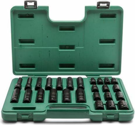 Actual product image SATA Power sockets, 1/2", thin-walled, 26-piece, 10-24 mm (13 mm, 20 mm, 17 mm, 15 mm, 14 mm, 23 mm, 16 mm, 21 mm, 12 mm, 22 mm, 24 mm, 11 mm, 19 mm, 18 mm, 10 mm)