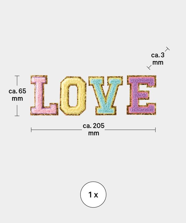 Actual product image I Am Creative Iron on patch Love (1 pcs., 20.50 x 6.50 cm)