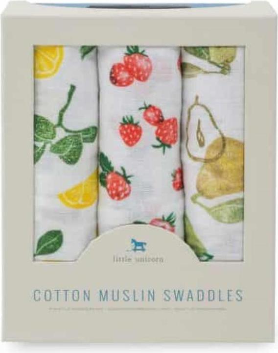 Produktbild little unicorn Cotton Muslin Swaddle 3 Pack - Fruit Stand (120 cm, 120 cm)
