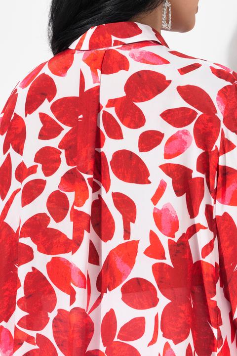 Actual product image Ulla Popken Petal Print Pointed Hem Button Down Blouse (46, 48)