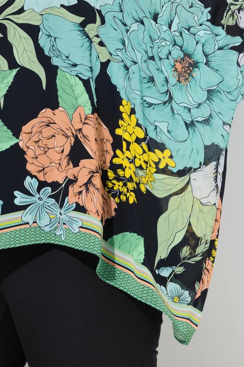 Actual product image Ulla Popken Layered Short Sleeve Floral Chiffon Blouse (54)